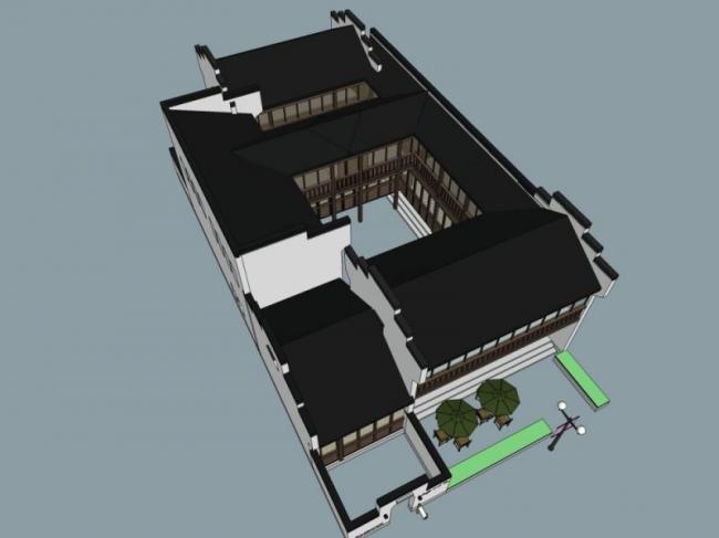 Modern Chinese Style Courtyard Villa SketchUp Model