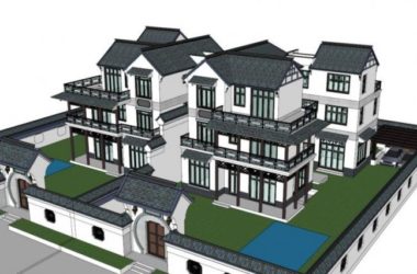 Modern Chinese-Style Duplex Villa Model in Huizhou Inspired by SketchUp Designs-BIM WORLD
