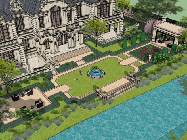 French Classical Stacked Villa Model in SketchUp