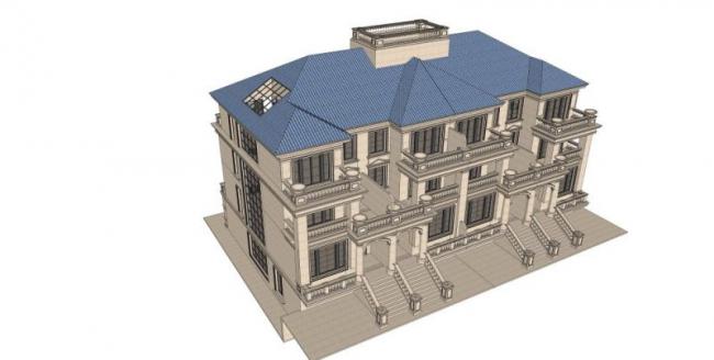 Classical Stacked Villa Model in SketchUp