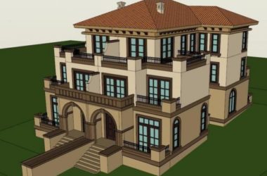 Tuscan-Inspired Double Split Villa Model in Classic Style | SketchUp Design-BIM WORLD