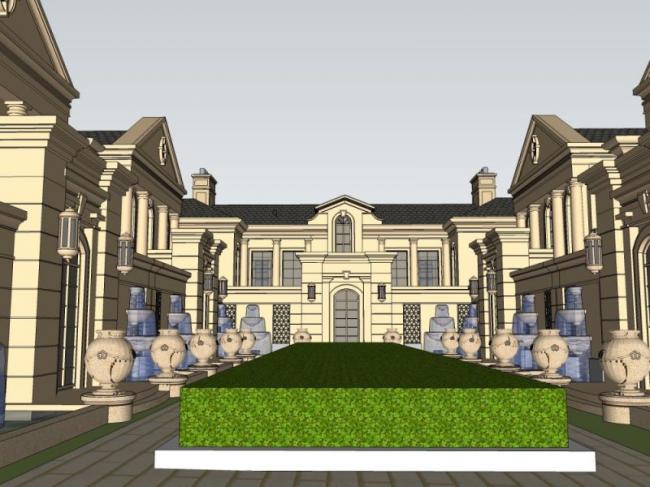 Classical Style Townhouse Villa Model in SketchUp