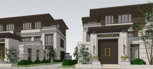 Twin Villa Model in Western Neoclassical Style | SketchUp Design