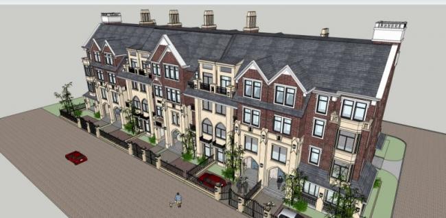 Classical Style Townhouse Villa Model in SketchUp