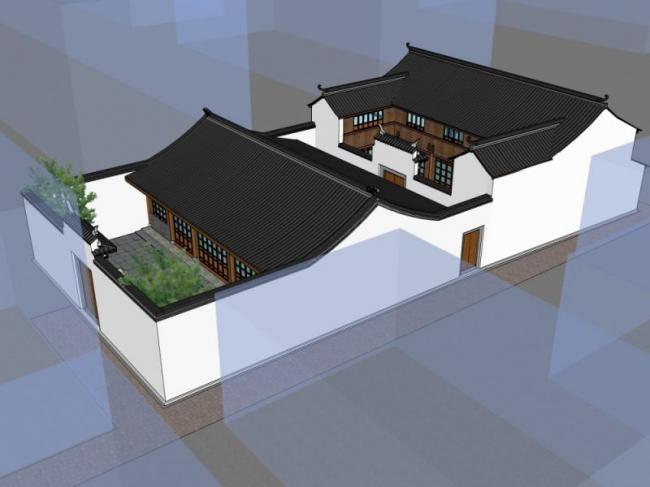 Chinese-Style Villa Model in SketchUp