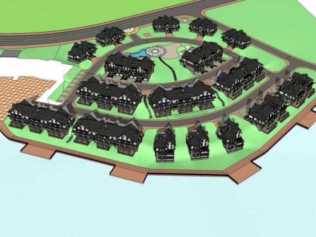 SketchUp Villa Models: Classical Style Villa Clusters and Row Houses