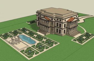 Modern Villa Sketchup Model with Landscape Design-BIM WORLD