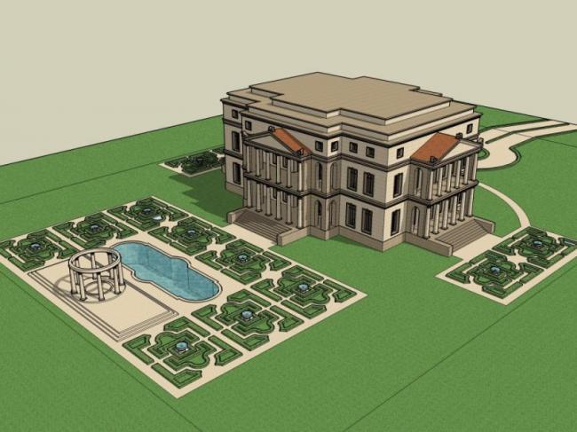 Modern Villa Sketchup Model with Landscape Design