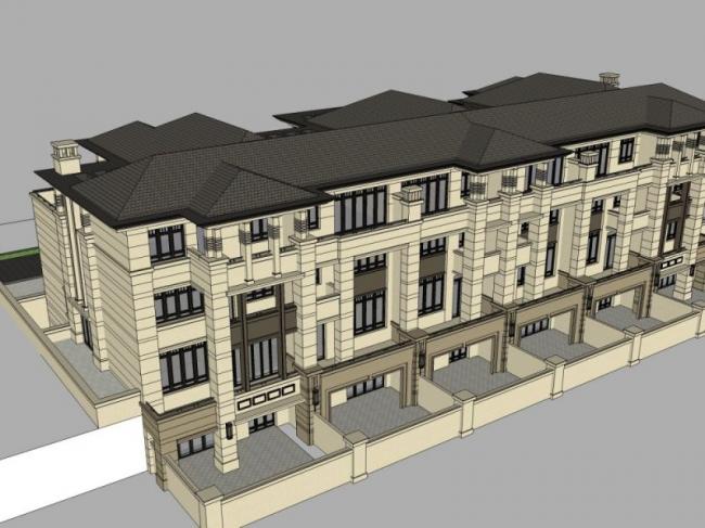 European Classical Multi-Row Villa Model in SketchUp