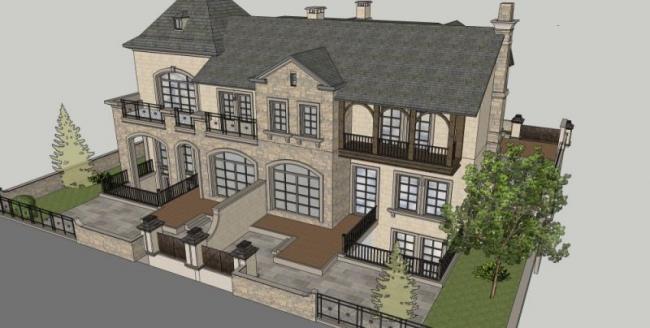 Classical Twin Villa Model in SketchUp