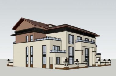 Modern Chinese-Style Solo Villa SketchUp Model-BIM WORLD