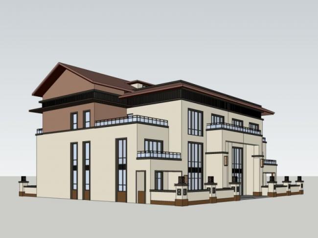 Modern Chinese-Style Solo Villa SketchUp Model