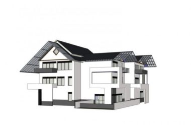 Modern Chinese-Style Stacked Villa SketchUp Model-BIM WORLD