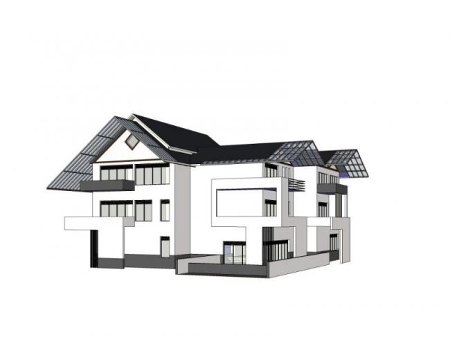 Modern Chinese-Style Stacked Villa SketchUp Model