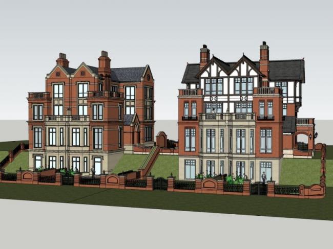 SketchUp Villa Models: Twin, Stacked, and Classical Styles