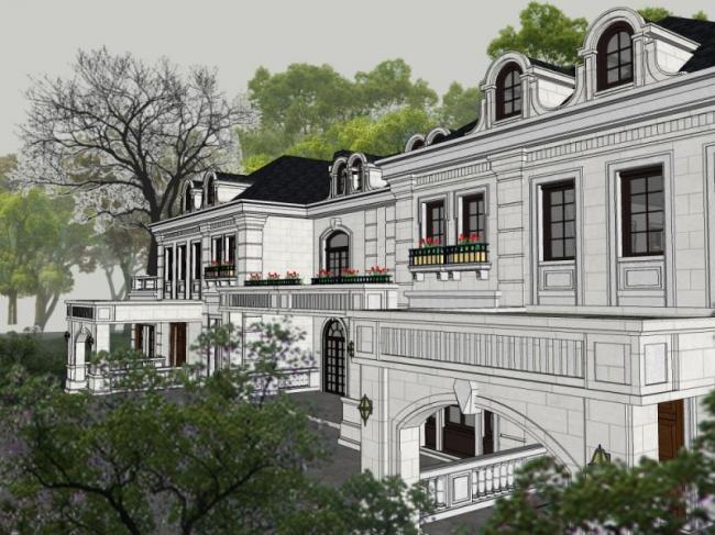 Classical Stacked Villa Model in SketchUp