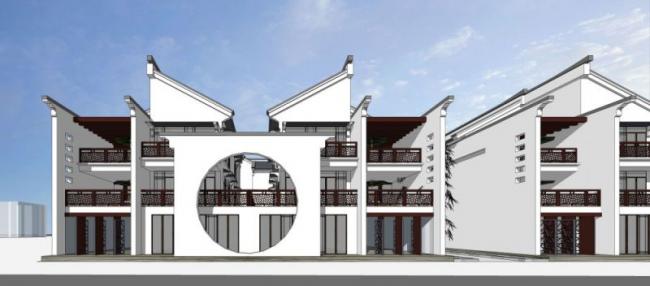 SketchUp Villa Model: Traditional Chinese Row Houses with Courtyards
