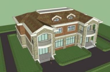 Western Neoclassical Twin Villa Model in SketchUp-BIM WORLD