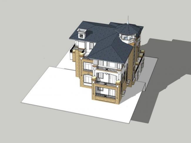 Classical Stacked Villa Model in SketchUp