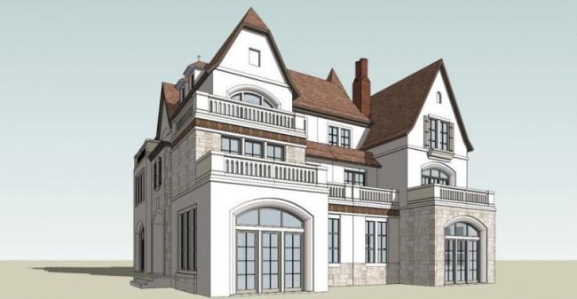 SketchUp Twin Villas Model | Classical German Style Design