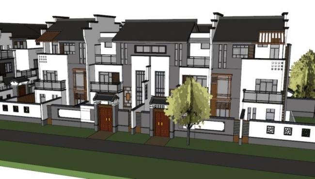 Huizhou-Style Courtyard Villa Model in SketchUp