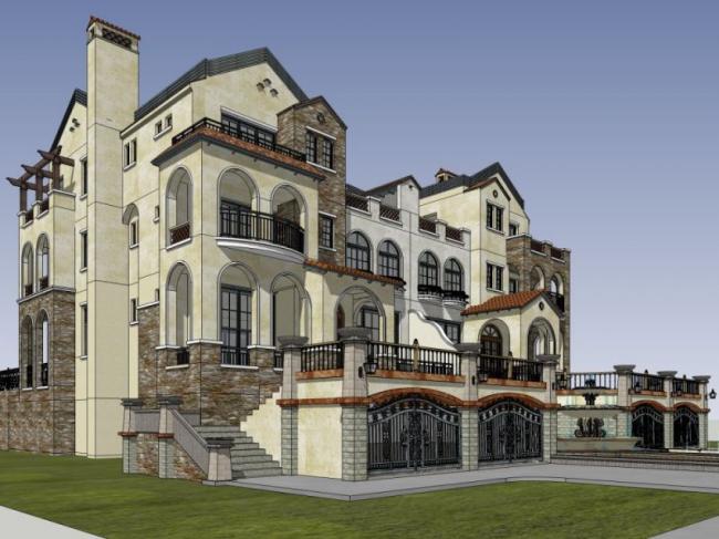 Classical Stacked Villa Model in SketchUp