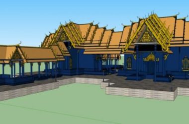 SketchUp Villa Model: Southeast Asian Pavilion – First Floor Overview-BIM WORLD