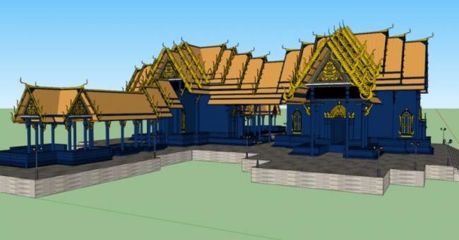 SketchUp Villa Model: Southeast Asian Pavilion – First Floor Overview