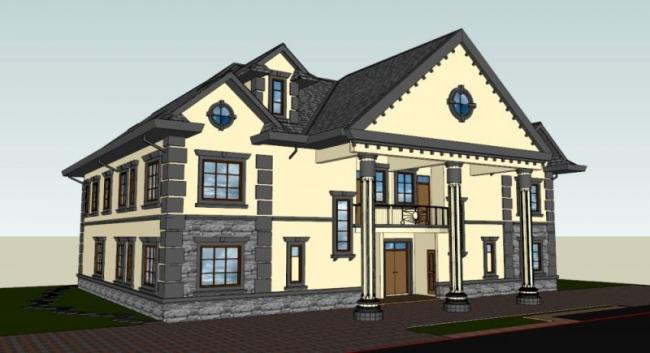 Classical Twin Villa Model in SketchUp