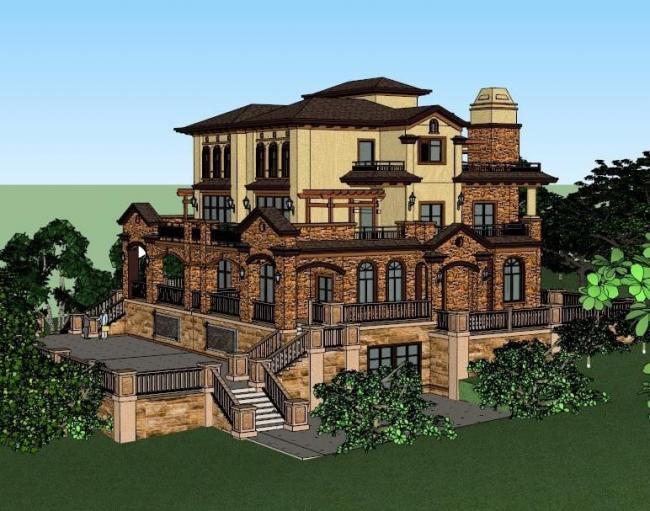 Classical Stacked Villa Model in SketchUp