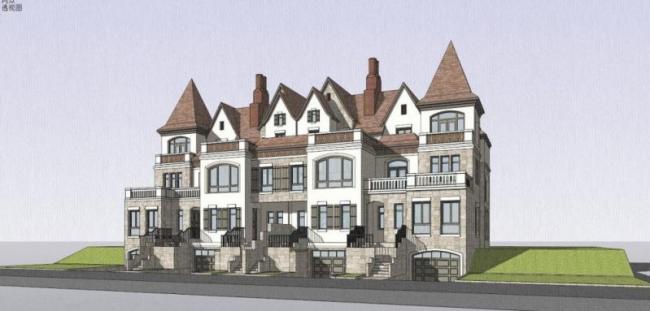 Classical Style Townhouse Villa Model in SketchUp