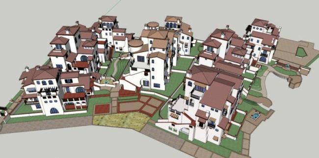 Classical and Spanish Style Villa Cluster Model in SketchUp
