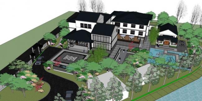 Modern Chinese-Style Stacked Villa with Private Garden | SketchUp Model