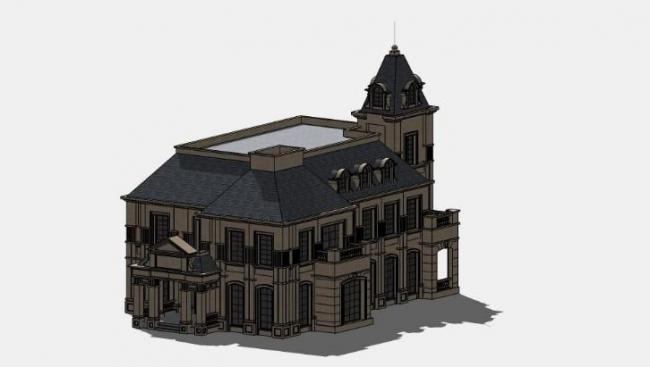 Classical Single-Family Villa Model in SketchUp