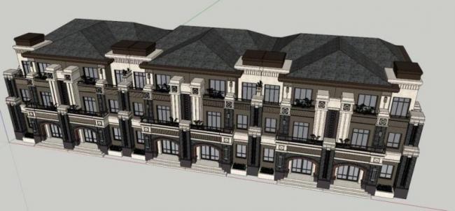Classical Style Townhouse Villa Model in SketchUp