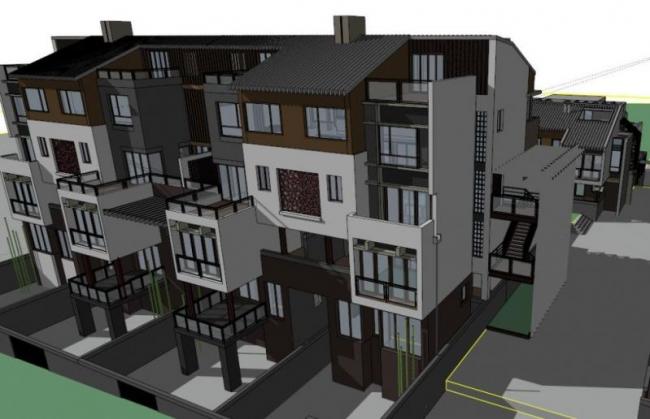 Modern Multi-Row and Stacked Villa Cluster | SketchUp 3D Model