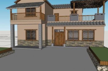 Chinese-Style Solo Villa SketchUp Model-BIM WORLD