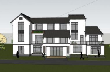 Modern Chinese-Style Solo Villa SketchUp Model-BIM WORLD