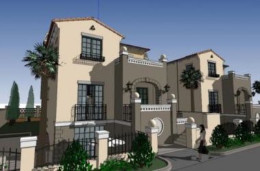 Twin Classical Tuscan Villas SketchUp Model-BIM WORLD