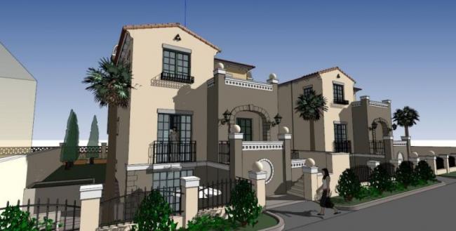 Twin Classical Tuscan Villas SketchUp Model