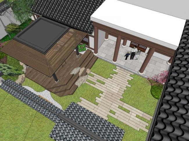 Chinese-Inspired Stacked Villa Model in SketchUp
