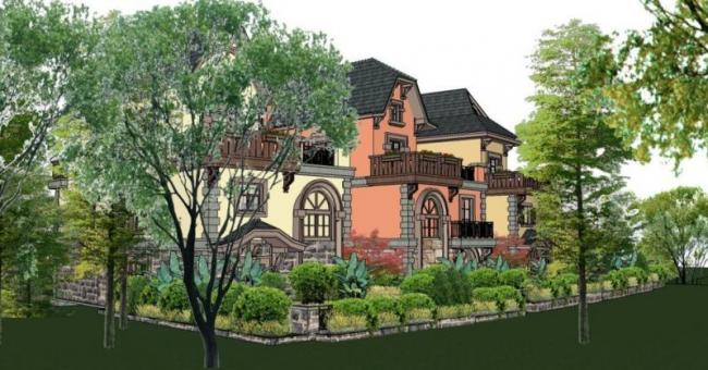 SketchUp Villa Model | Classical European Row Villa Design