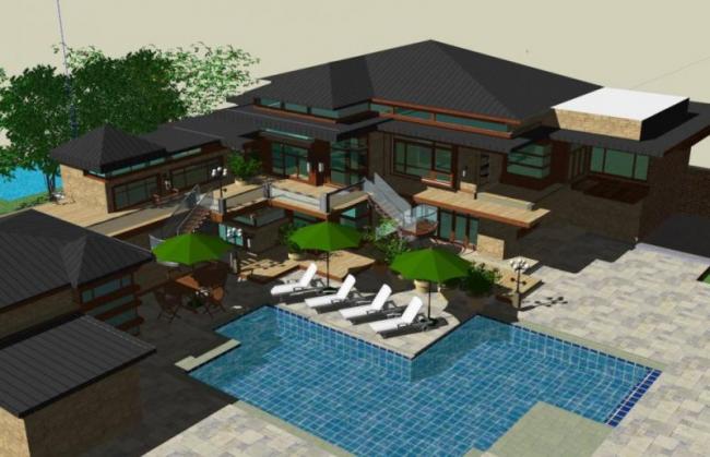 Modern Chinese-Style Solo Villa SketchUp Model | Hotel-Inspired Vacation Retreat