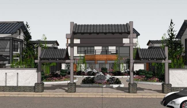 Modern Chinese-Style Villa Cluster | SketchUp Model