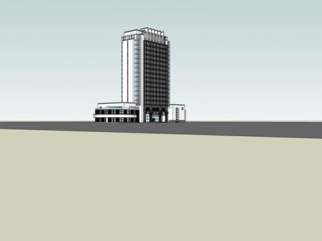 SketchUp Villa Model Featuring a High-Rise Oriental Neoclassical Hotel