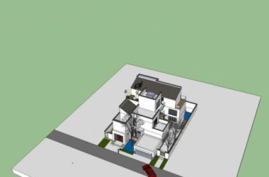 Modern Chinese-Style Solo Villa SketchUp Model-BIM WORLD