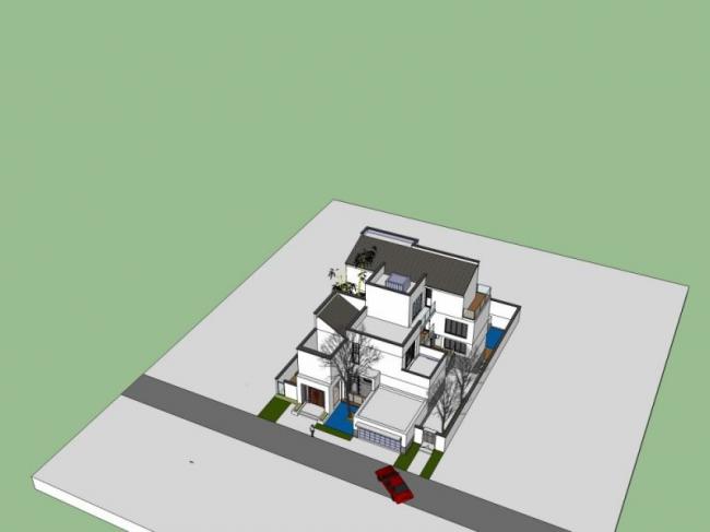 Modern Chinese-Style Solo Villa SketchUp Model
