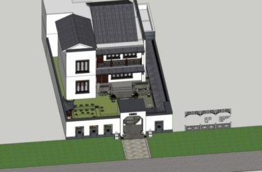 Modern Chinese-Style Solo Villa SketchUp Model-BIM WORLD