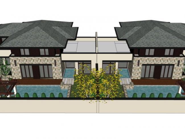 Modern Twin Villa SketchUp Model