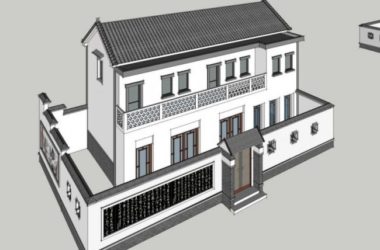 Modern Chinese-Style Solo Villa SketchUp Model-BIM WORLD
